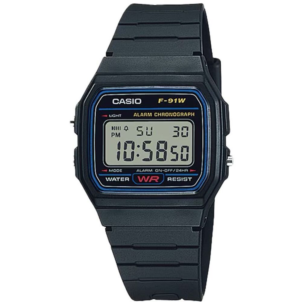 Casio Men's Classic Digital Watch with Black Case - F-91W-1